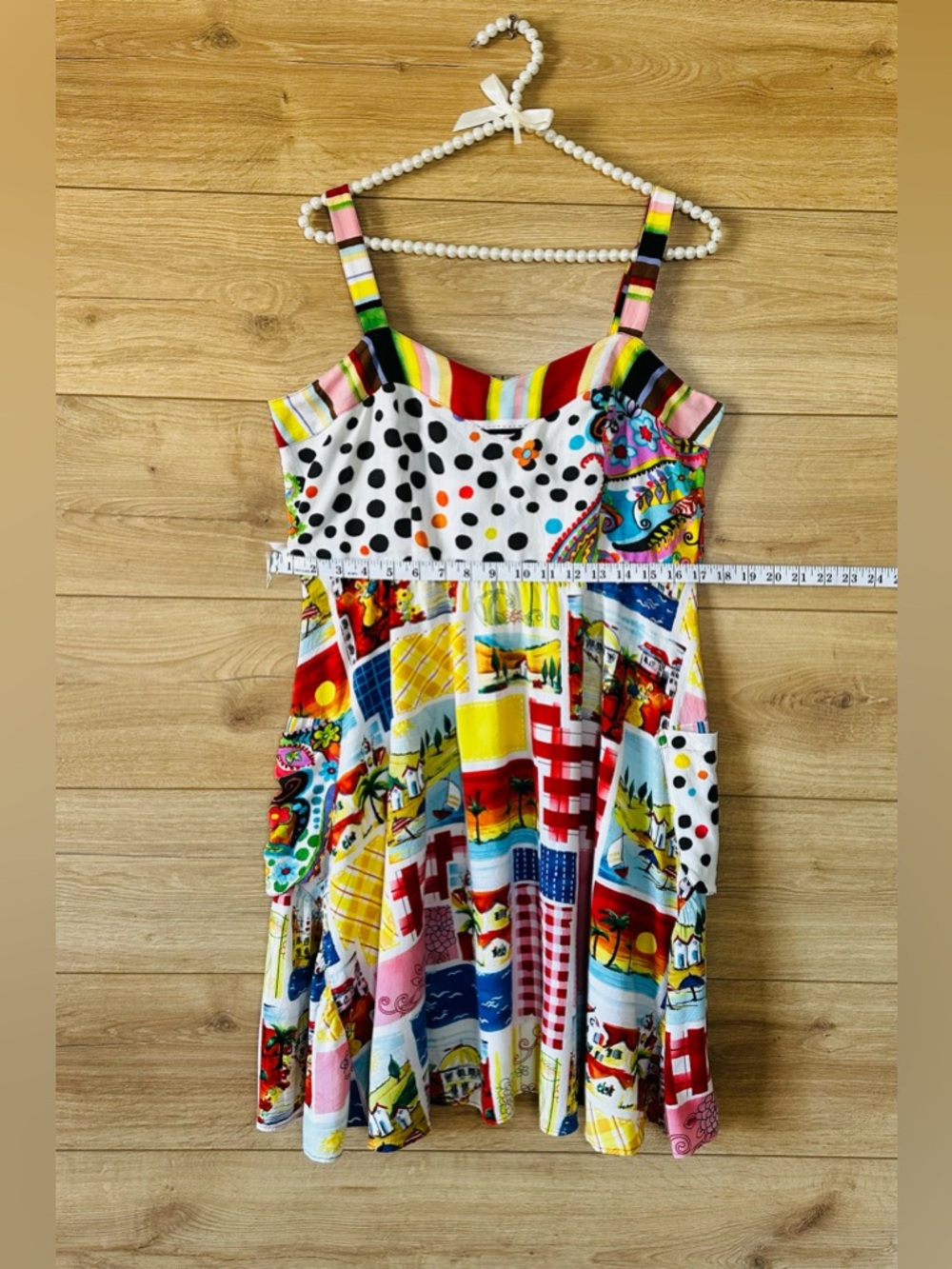 Jams World. Colorful Patchwork Polka Dot Sundress Vintage - Picture 5 of 8